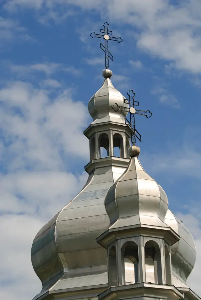 Church domes and crosses, St. Elia Ukrainian Orthodox Church